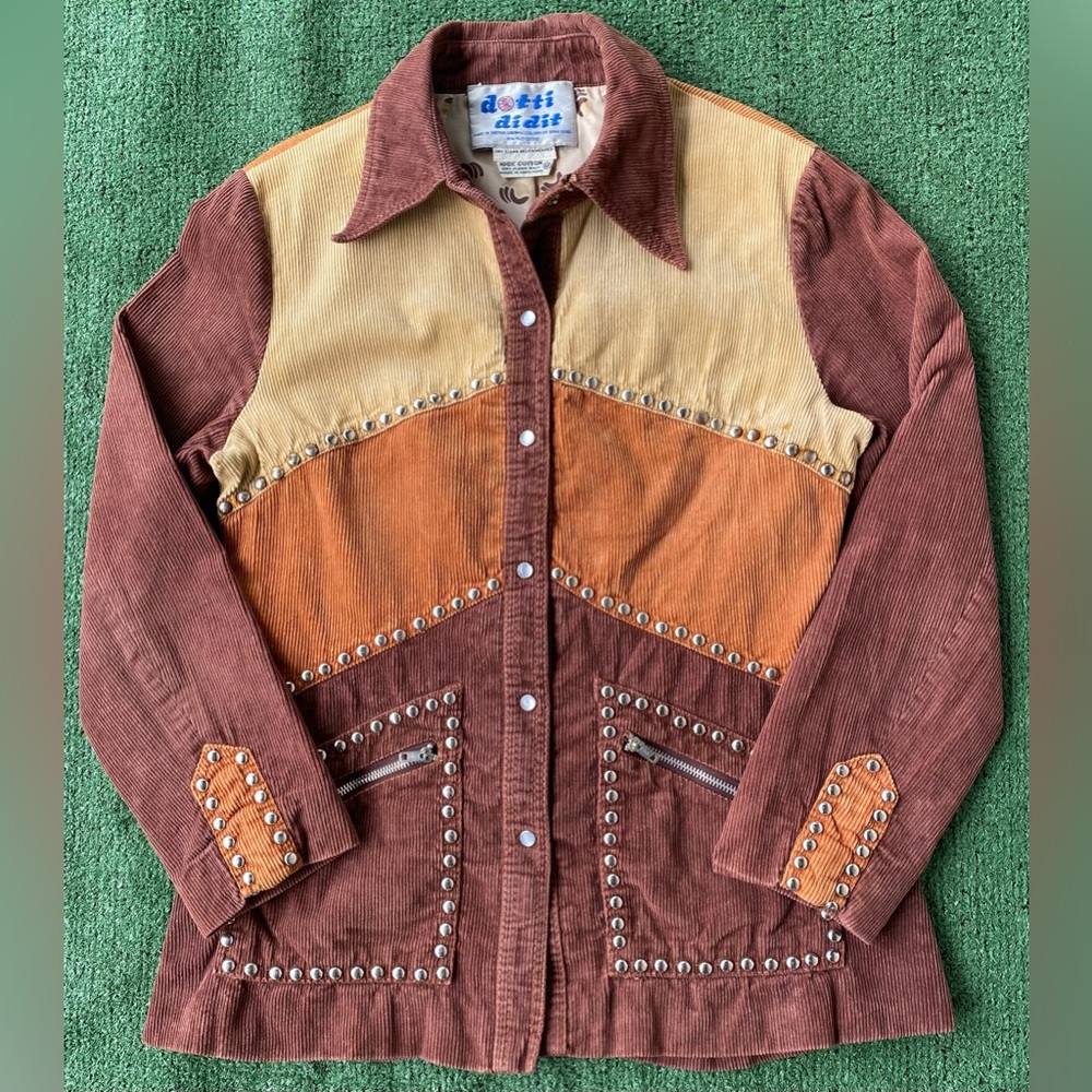 VTG 70’s Dotti Didit Corduroy Silver Studded Pearl Snap Jacket Women’s SZ Small - Picture 2 of 10